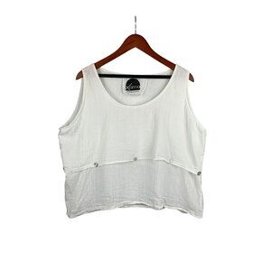 Xama By Rossana Ramirez Womens Sleeveless White Button Detail Top Size G